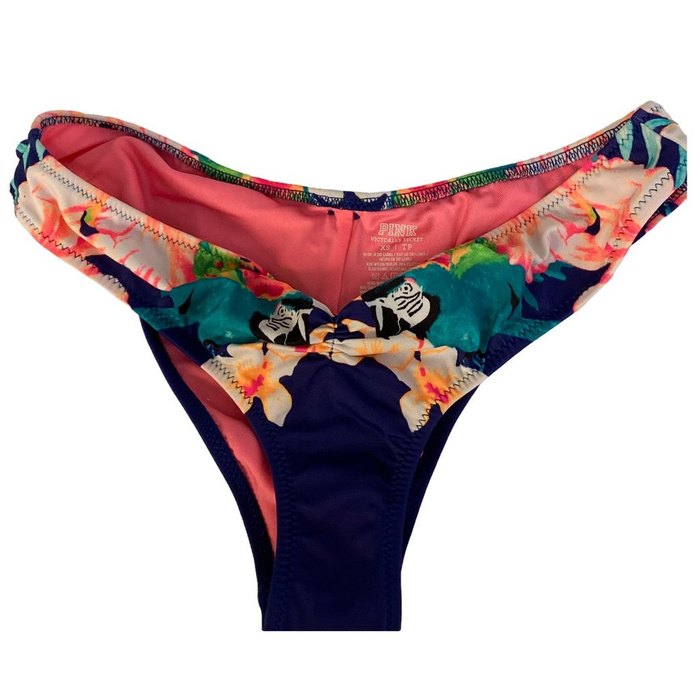 Victoria's Secret PINK rouched tropical bikini swimsuit bottom size XS